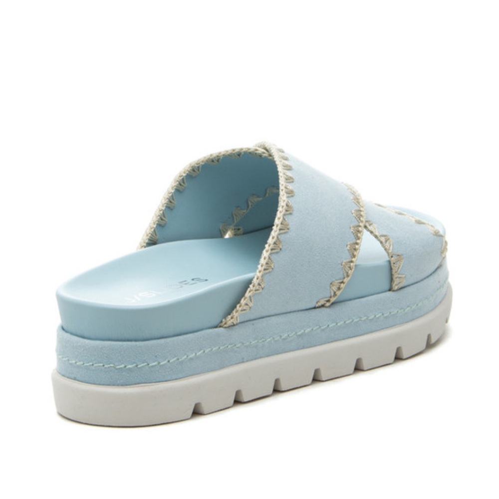NWT J/SLIDES BAE Light Blue Faux Suede Sandal - Picture 3 of 14